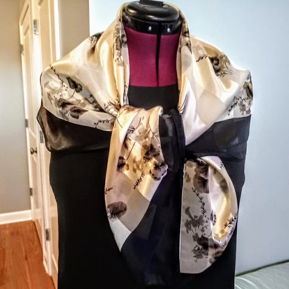 Floral Print Tone-On-Tone Square Scarf